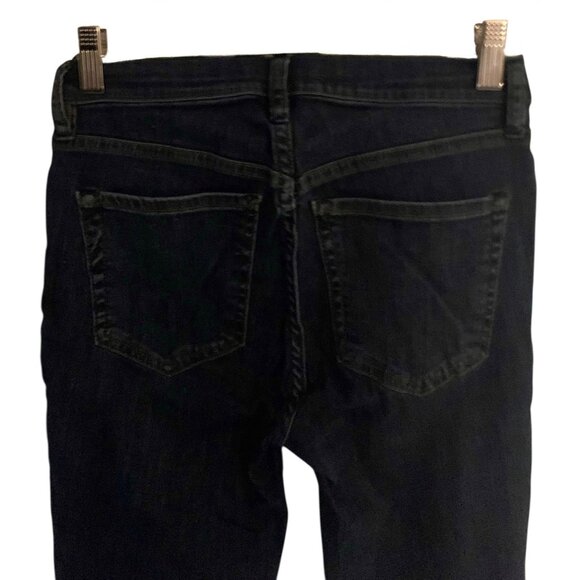 FREE PEOPLE Dark Wash Blue Distressed Button-Fly Raw Hem Skinny Jeans Size 27 - Picture 8 of 8